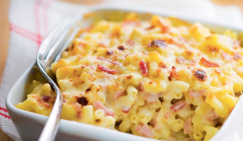 coquillettes à la moutarde et au jambon
