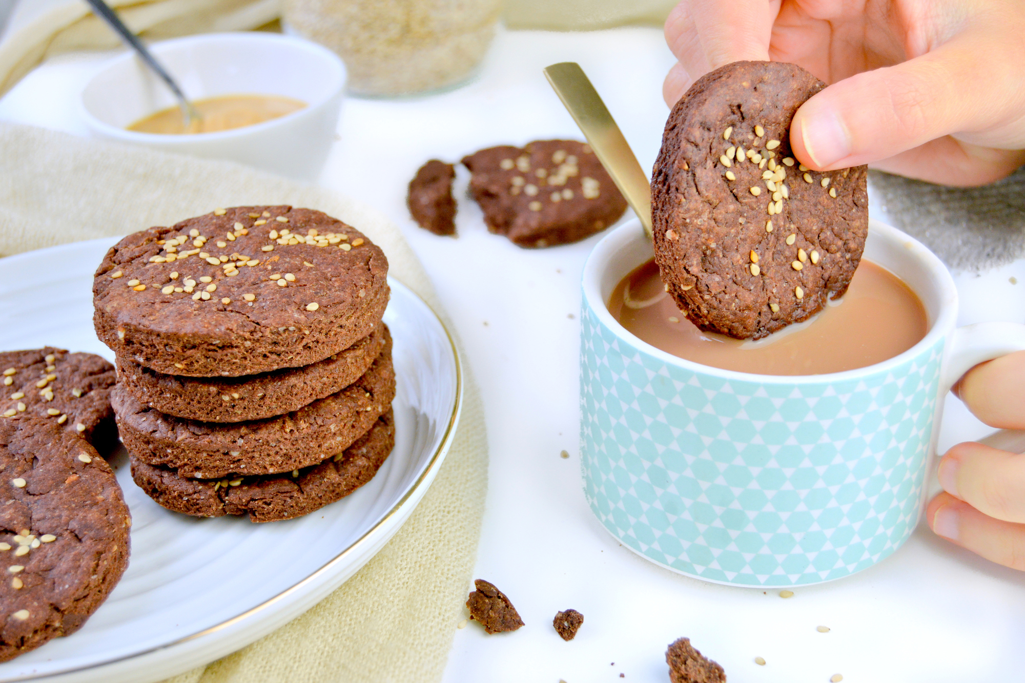 Recette biscuits chocolat & sésames Recette biscuits chocolat & sésames
