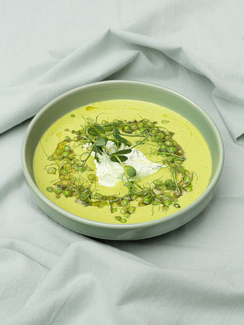 Recette crème de petit pois & yaourt