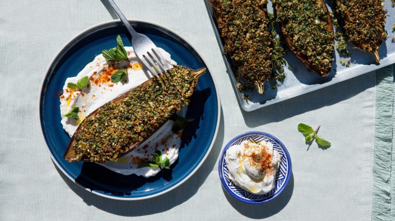 Aubergines gratinées au Zaatar