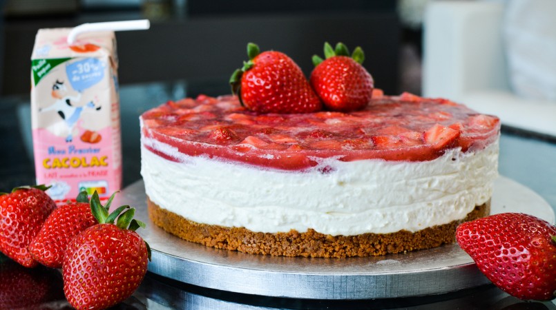 Cheescake aux fraises et au Cacolac