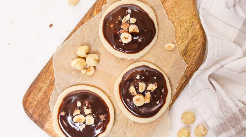 Minipizzas chocolat et noisettes caramélisées