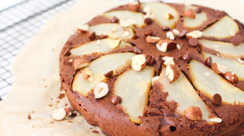 Gâteau poire, chocolat & noisette