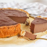 Flan au chocolat sur pâte à cookie