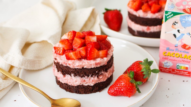 Layer cake individuel, chocolat & fraises Cacolac