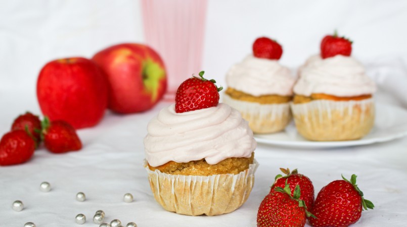Cupcakes vanille fraise & ganache fraise