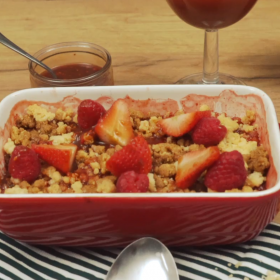 Crumble fraise et framboise CACOLAC