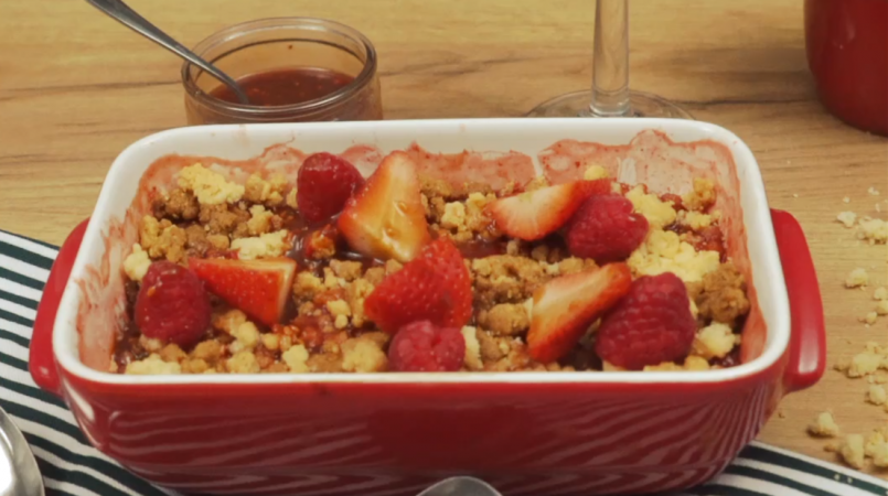 Crumble fraise et framboise CACOLAC