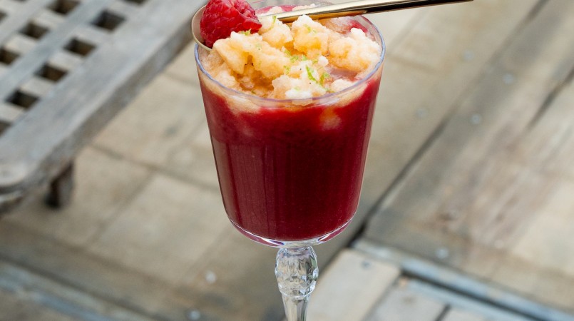 Soupe de framboise & granité melon 