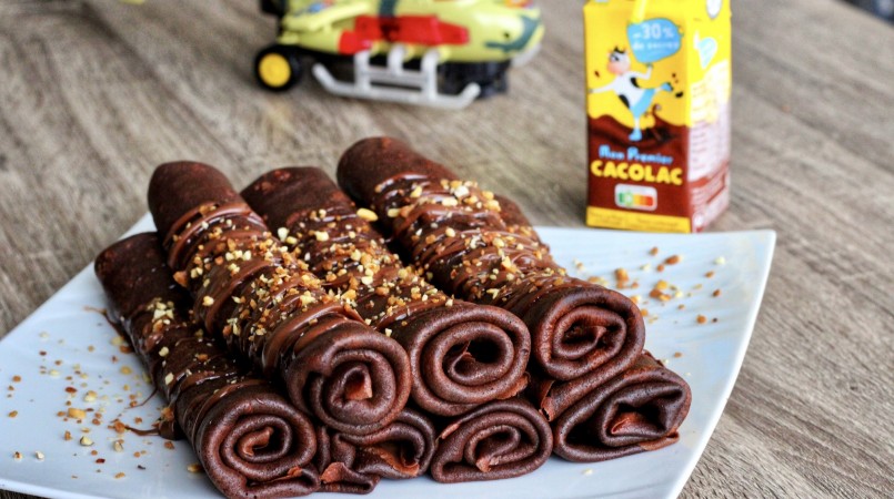 Chocolate & Cacolac roll pancakes