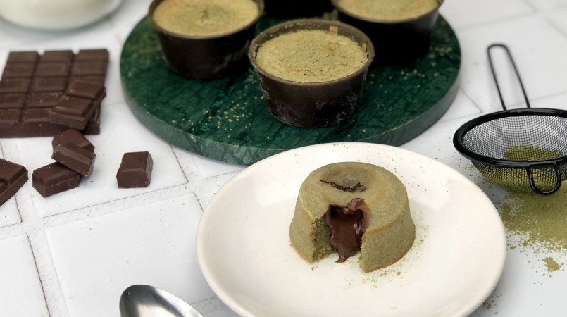 Fondant matcha cœur chocolat