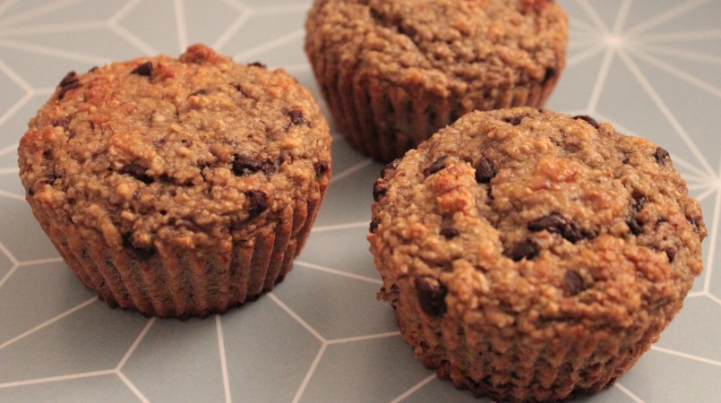 Muffins banane, avoine et pépites de chocolat