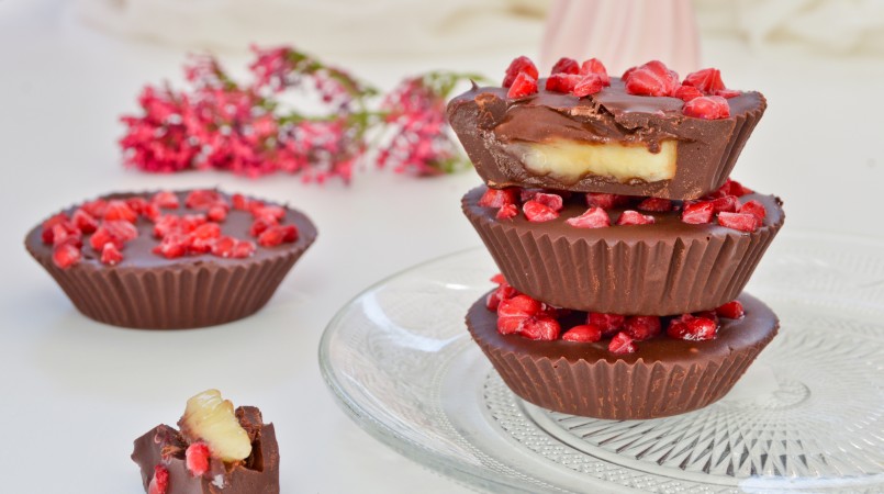 Bouchées banane, framboise & chocolat