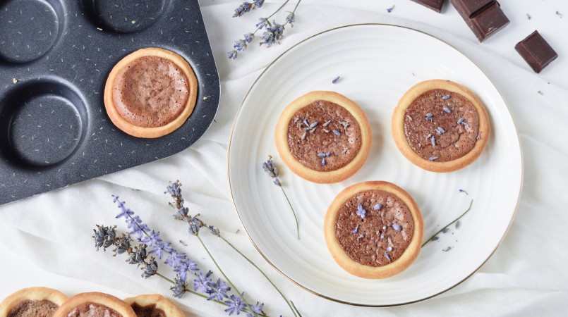 Tarte tiède chocolat et lavande