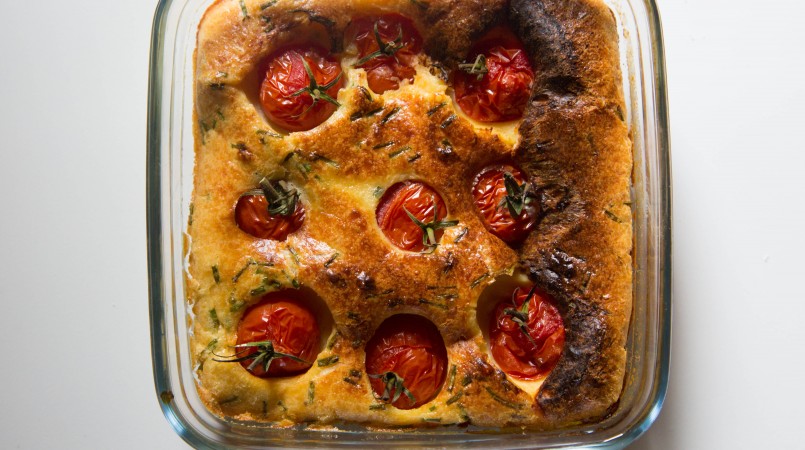 Clafoutis aux tomates cerise et chèvre