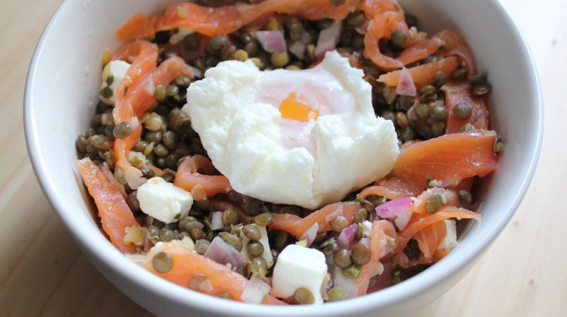 Salade de lentilles au saumon fumé