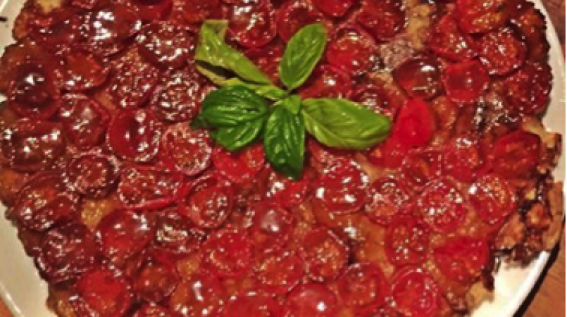 Tarte tatin de tomates cerises à la crème de balsamique